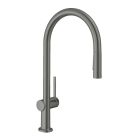 Hansgrohe 72800341 Talis N 1.75 GPM Deck Mounted HighArc O-Style 2-Spray Pull Down Kitchen Faucet with Single Lever in Brushed Black Chrome