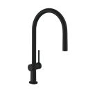 Hansgrohe 72857671 Talis N 1.5 GPM Deck Mounted HighArc O-Style 2-Spray Pull-Down Kitchen Faucet with Single Lever in Matte Black
