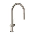 Hansgrohe 72857801 Talis N 1.5 GPM Deck Mounted Single Hole High Arc O-Style 2-Spray Pull Down Kitchen Faucet in Steel Optic