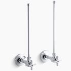 Kohler 7605-P-0 Pair 3/8" NPT angle supplies with stop, cross handle and annealed vertical tube in white