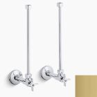 Kohler 7606-P-AU Pair 1/2" NPT angle supplies with stop, cross handle and annealed vertical tube in polished gold