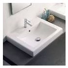 Scarabeo 8007AW1 8007A Square Built In Ceramic Lavatory Sink With One Hole In White