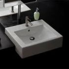 Scarabeo 8025D W Semi-Recessed Ceramic Washbasin With Overflow In White