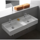 Scarabeo 8035W Contemporary Design Rectangular Double Ceramic Sink, White Finish
