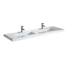 Laufen 8.1443.9.000.104.1 Living Style 66" L X 19" W X 2" H Rectangular Wall Mounted Single Hole Double Console Sink without Overflow in White 