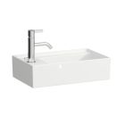 Laufen 8153350001121 Kartell 19" L X 11" W X 5" H Wall Mounted Round Bathroom Sink with Right Basin, without Overflow, Concealed Waste in White
