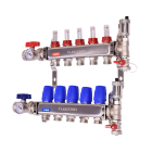 Legend 8330P-10-10 M-8330P Stainless Steel Pro, Isolation Valves with Thermometer, Auto Air Vent - Fill/Purge Adapter, Mounting Bracket 10 Port ss Manifold With Purge 1"