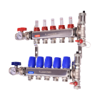 Legend 8330P-10-8 M-8330P Stainless Steel Pro, Isolation Valves with Thermometer, Auto Air Vent - Fill/Purge Adapter, Mounting Bracket 8 Port ss Manifold With Purge 1"