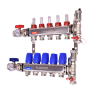 Legend 8330P-10-9  M-8330P Stainless Steel Pro, Isolation Valves with Thermometer, Auto Air Vent - Fill/Purge Adapter, Mounting Bracket 9 Port ss Manifold With Purge 1"