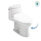 Toto CST604CEFGAT40#01 UltraMax II 1.28 GPF, Elongated, WASHLET+ and Auto Flush Ready One Piece Toilet with CEFIONTECT in Cotton White (Seat Sold Separately)