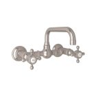 Rohl A1423XMSTN-2 Acqui Wall Mount Bridge Lavatory Faucet in Satin Nickel