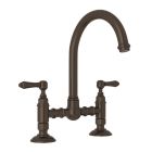 Rohl A1461LMTCB-2 San Julio Italian Kitchen Deck Mount C-Spout Bridge Faucet in Tuscan Brass
