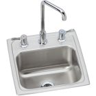 Elkay BLH15C Lustertone Classic Stainless Steel 15" x 15" x 7-1/8", Single Bowl Drop-in Bar Sink + Faucet Kit