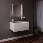 Robern 30219100TB00001 Curated Cartesian Vanity, 30" x 15" x 21", Single Drawer, White Glass, Plumbing Drawer, Night Light, Engineered Stone 31" Vanity Top, Stone Gray (Silestone Expo Grey)