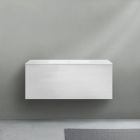 Blu Bathworks F51V1-1200-K16 51 Collection Series 1200 Wall-Mount 20.25D x 47.25W x 19H Vanity Frame And Drawer Panel in HST Bianco