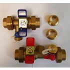 Granite GNAVISO07 Brass Tankless Hot Water Heater Isolation Kit Valve, 3/4" Union NPT Female x NPT Female