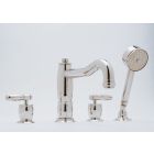 Rohl MB1933XMPN Contemporary / Modern Deck Mounted Gotham Spout with Pop-Up Waste with Hand Shower from the Michael Berman Bath Collection Cross Handles Polished