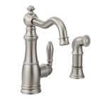 Moen S72101SRS Weymouth Single Hole Kitchen Faucet Spot Resist in Stainless With Sidespray