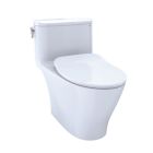 Toto MS642234CEFG#01 Nexus® One-Piece Elongated 1.28 GPF Universal Height Toilet with CEFIONTECT and SS234 SoftClose Seat, WASHLET+ Ready in Cotton White