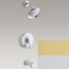 Kohler P12007-4S-CB Fairfax Bath and shower faucet trim with slip-fit spout in polished chrome with vibrant polished brass accents