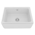 Rohl RC2418WH Lancaster Shaws Original Single Bowl Farmhouse Apron Front Fireclay Kitchen Sink in White