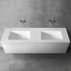 Blu Bathworks SA1800.01G 71" W X 7" H X 20" D Blustone Vanity Top with Two Basins in White Gloss (Vanity Base Sold Separately)