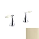 Kohler T333-4F-AF Finial Traditional Deck-mount bath valve trim handles for high-flow valve with lever handles and Biscuit inserts, valve not included in vibrant french gold