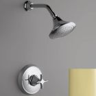 Kohler T465-3C-PB Memoirs Rite-Temp pressure-balancing shower faucet trim with Classic design and cross handle, valve not included in vibrant polished brass