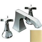 Kohler T469-3C-PB Memoirs Deck-mount high-flow bath faucet trim with Classic design and cross handles, valve not included in vibrant polished brass