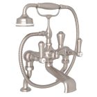 Rohl U.3000LSP/1-STN Georgian Era Perrin & Rowe Exposed Deck Mount Tub Filler With Handshower in Satin Nickel