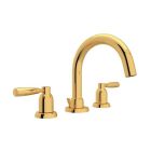 Rohl U.3955LS-EG-2 Holborn Perrin & Rowe 3-Hole Tubular C-Spout Widespread Lavatory Faucet in English Gold