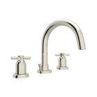 Rohl U.3956X-PN-2 Holborn Perrin & Rowe 3-Hole Tubular C-Spout Widespread Lavatory Faucet in Polished Nickel