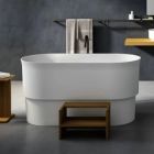 56 Inch Bathtub with Slatted Seat, Agape Immersion AVAS1981ZZ 29" H X 28" D, Deep Freestanding with Overflow and Small Footprint in White