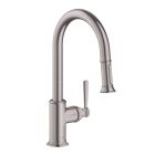 Axor 16581801 Montreux 2-Spray HighArc Kitchen Faucet, Pull-Down, 1.75 GPM in Steel Optic