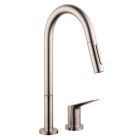 Axor 34822801 Citterio M 1.75 GPM Deck Mounted Single Handle Pull Down Kitchen Faucet with Magnetic Docking Metal Dual Spray Head in Steel Optic