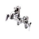 T&S Brass B-0669-RGH 14.37 GPM Wall Mounted Lever Handle Adjustable Centers Kitchen Faucet with Vacuum Breaker, Integral Stop Rough in Chrome