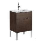 Madeli B200-24-021-LL-WA-PC Milano 24" W X 18" D X 34" H Floor Mounted Vanity Base in Walnut with Polished Chrome Hardware and L-Base Feet (Vanity Top Sold Separately)