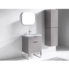 Madeli B200-24-021-LS-AG-MB Milano 24" Width Vanity Cabinet Base in Ash Grey with Matte Black Hardware and S-Base Feet (Vanity Top Sold Separately)