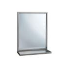 Bobrick 292 1824 18" W X 24" H Stainless steel Angle Welded Frame Mirror and Shelf in Satin Stainless Steel