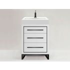 Madeli B860-24-001-LC-WH-MB Estate 24" Width Vanity Cabinet Base in White with Matte Black Hardware and C-Base Feet (Vanity Top Sold Separately)
