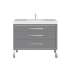 Madeli B860-42-001-LC-TG-PC Estate 42" Width Vanity Cabinet Base in Studio Grey with Polished Chrome Hardware and C-Base Feet (Vanity Top Sold Separately)