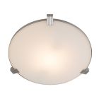Access Lighting 50069-BS/WHT Luna Flush Mount Ceiling Light with White Glass Shade in Brushed Steel