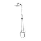 Outdoor Shower Company CAP-118BAS-8  Wall Mount Hot & Cold Shower - "Harmony" Lever Handle Valve, 8" Square Shower Head, Hand Spray & Hose - Satin
