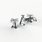 Davinci CAR-COU-100-PC Carlyle Deck Mounted, Three Hole Lavatory Faucet with Low Profile Traditional Spout with Cross Handles with Pop Up Drain in Polished Chrome