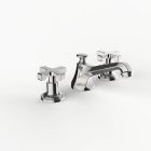 Davinci CAR-COU-100-PN Carlyle Deck Mounted, Three Hole Lavatory Faucet with Low Profile Traditional Spout with Cross Handles with Pop Up Drain in Polished Nickel