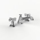 Davinci CAR-COU-100-SN Carlyle Deck Mounted, Three Hole Lavatory Faucet with Low Profile Traditional Spout with Cross Handles with Pop Up Drain in Satin Nickel
