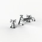 Davinci CAR-DEL-100-PC Carlyle Deck Mounted, Three Hole Lavatory Faucet with Low Profile Traditional Spout with Cross Handles with Pop Up Drain in Polished Chrome