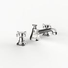 Davinci CAR-DEL-100-PN Carlyle Deck Mounted, Three Hole Lavatory Faucet with Low Profile Traditional Spout with Cross Handles with Pop Up Drain in Polished Nickel