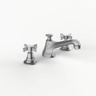 Davinci CAR-DEL-100-SN Carlyle Deck Mounted, Three Hole Lavatory Faucet with Low Profile Traditional Spout with Cross Handles with Pop Up Drain in Satin Nickel