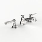 Davinci CAR-GRA-100-PN Carlyle Deck Mounted Three Hole Lavatory Faucet with Low Profile Traditional Spout with Lever Handles With Pop Up Drain in Polished Nickel
